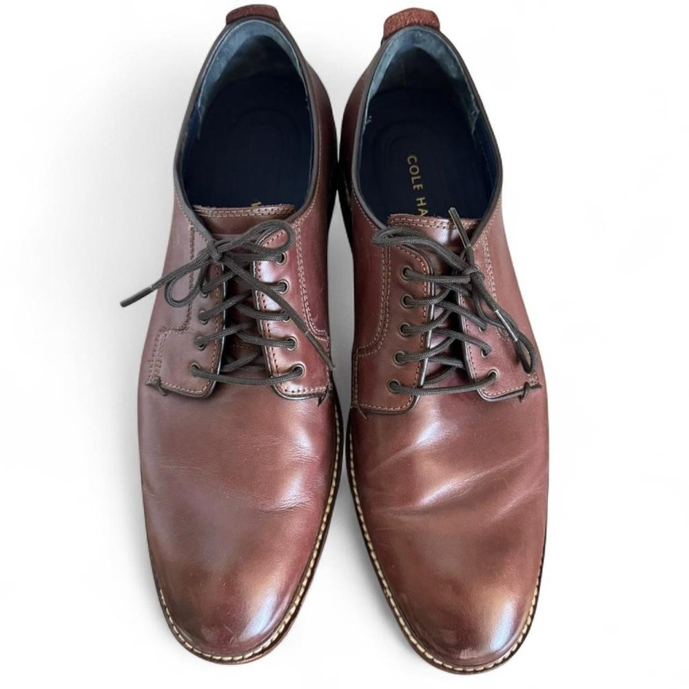 12 Men’s Oxford Cole Haan Brown Tan Leather Lace Up Dress Shoes Formal Academia